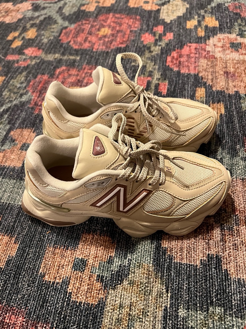New Balance 9060 Women’s Cream/Tan Chunky Sneaker - Picture 3 of 6